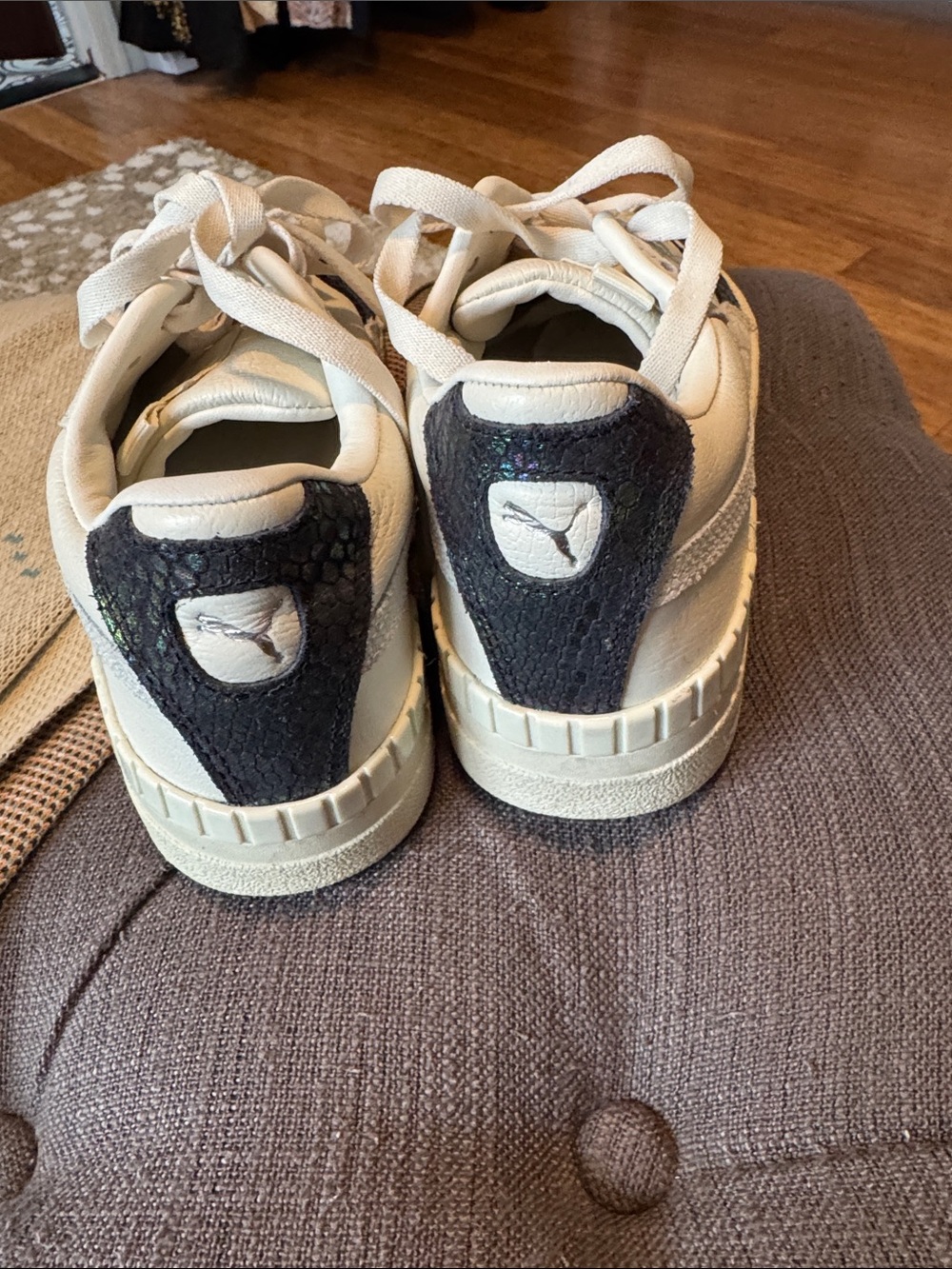 Puma Women's Cream Sneakers with Iridescent Black Accent - Picture 7 of 8